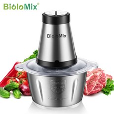 민찌기 고기분쇄기 BioloMix2 스피드 500W 스테인레스 스틸 2L 용량 전기 분쇄기 고기 민서 푸드 프로세서 슬라이서, 1개