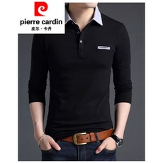 pierrecardin 필 카 르 단 플러스 비만 사이즈 가을 남성 긴팔 티셔츠 순면 터 틀 넥 얇 은 트 렌 드 청년 뚱뚱 한 사람 헐렁 옷 6325 검은색 컬 렉 션 우선