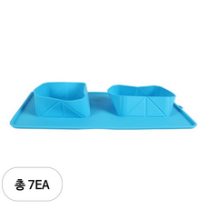 어반트 반려동물 실리콘 접이식 휴대용 밥그릇 + 가방 세트, 블루(밥그릇), 7세트