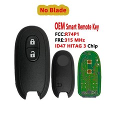 자동차스마트키 XNRKEY-2 버튼 OEM 스마트 리모트 자동차 키 ID47/HITAG 3 칩 315Mhz 스즈키 왜건 R 허슬러 팔레트 Spcia FCC R74P1, [01] Remote Key, 1) Remote Key, 1개