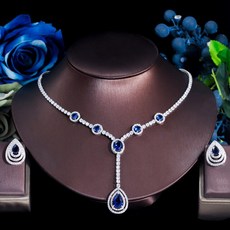 써지컬블루물방울목걸이귀걸이셋트