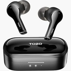 tozo t9 진정한 무선 이어폰 환경 소음 제거 4 마이크 통화 소음 제거 헤드폰 깊은 저음 블루투스 5.3 경량 무선 충전 케이스 ipx7 방수 헤드셋 블랙, 검은색