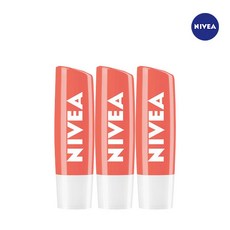 니베아 립케어 립밤, 프루티샤인 피치, 4.8g, 3개