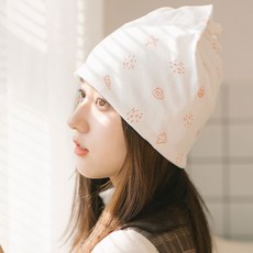 망사도트두건모자