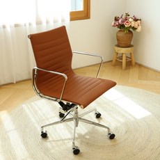 임스 휘게 체어 알루미늄 그룹 1인 안락 오피스 사무 모던 센추리 의자 eames chair 인조가죽(PU) - 브라운 1개