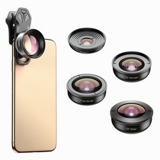 APEXEL 스마트폰용 렌즈 5 in 1 2x 텔러포토+초광각+어안+광각+매크로 세트 37mm CPL 렌즈+스타 필터 증정 APL-HD5-V2, 1개, 단일색상