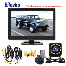 Bileeko 무선 HD 백업 카메라 모니터 TFT LCD 모니터 디스플레이 화면 주차 후방 백업 카메라 5 인치, 04 Wireless Kit