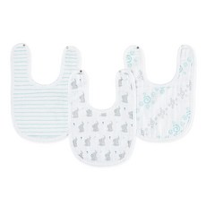 아덴아나이스 Aden + anais Essentials 100% 면 모슬린 스냅 턱받이 - 흡수력이 뛰어나고 부드러운 3겹 아기 턱받이 남아 및 여아용 클로져 치아 식사 침, 베이비 스타, 1개