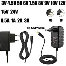 호환어댑터 AC110-240V 범용 전원 어댑터 공급 충전기 LED 스트립 조명 카메라용 DC 5V 6V 8V 9V 10V 12V 15V 24V0.5A 1A 2A 3A EU, 3V_US | 1A, 3V, 6) 3V - US-1A