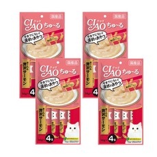 이나바 차오 츄르 고양이 간식, 혼합맛(참치/연어), 56g, 4개