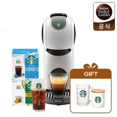 네스카페 [기프트 패키지] 돌체구스토 캡슐 커피머신 지니오S 터치 화이트 (캡슐2 컵1) + 스벅굿즈 2종 증정