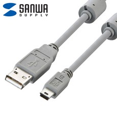 강원전자 산와서플라이 KU-AMB550K USB2.0 AM-Mini 5핀 케이블 5m (USB-IF 인증), 상세페이지 참조