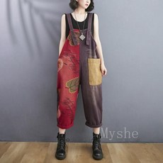 [Myshe]여성 멜빵바지 루즈핏 빅사이즈 점프수트 캐주얼바지 bb425LTTKZ04