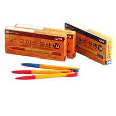 자바펜 1.0mm e-오피스 볼펜 빨강 24p + 파랑 12p, 1세트