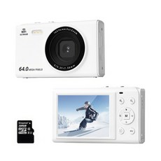 RUN기술 WIFI 6400W 픽셀 HD 디지털 카메라 + 32GB 메모리, 화이트