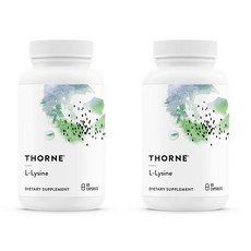 Thorne Research L-Lysine Essential Amino Acid for Skin Health Energy Production and Immune Function 쏜리서치 L-라이신 60정 2팩, 60개입, 2개