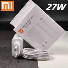 Xiaomi 충전기 27W 원래 mi 빠른 충전기 EU QC 4.0 mi 9 pro se 9t CC9 redmi note 7 8 pro K20 패드 4 용 터보 어댑터 유형 C|, 1개, EU charger cable, 단일