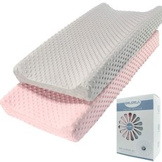Owlowla Changing Pad Cover Soft Minky Dots Changi Owlowla 기저귀 교환 패드 커버 부드러운 밍키 도트 기저귀 교환대 시트(남아용 및, 1개, 밍키 그레이/핑크