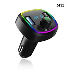 자동차 핸즈 프리 블루투스 리시버 시거잭 카 키트 카팩 무선 핸즈프리 듀얼 USB 차량용 충전기 5.0 FM 송신기 MP3 음악 플레이어 모듈레이터 오디오 어댑터, 03 M32, 03 M32, 1개