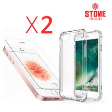 스톤스틸 아이폰se 아이폰5s 강화유리필름 2장 + 범퍼케이스 2개, 1세트