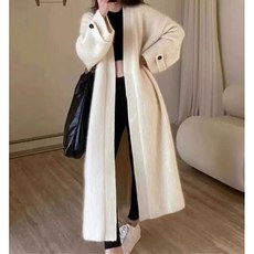 치트몰 앙고라 롱 니트 가디건 코트