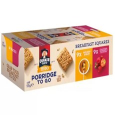 55g 18개입 퀘이커 오트 포리지 투 고 브렉퍼스트 간편아침 아침대용 Quaker Oats Porridge To Go Breakfast Squares, 18개 - 루돌프오트포리지