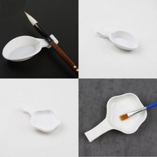플라스틱 세필 종지 미니 벼루 그릇 먹물 물감 접시 붓글씨 서예 캘리그라피 캘리 붓 거치대 걸이 받침대, A_매화꽃