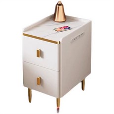 스마트 협탁 블루투스 스피커 침대옆 테이블 무선충전 USB 야간조명, 폭35센티 3단 - 그레이