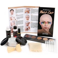 body makeup 분장실도구 화장품 남성용 볼드캡 할로윈 메이크업 키트 완전한 코스튬 캐릭터 세트 코스프레 메이크업을 위한 사실적인 SFX 드레스업 파티 무대 극장 및 무비, Bald Cap SFX Makeup Kit, 1개