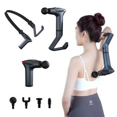 Garrl 3IN1 전신 마사지건 무선 진동 안마기 마사지기 LED 목어깨 휴대용 4개 헤드, 블랙