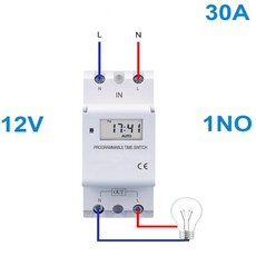 디지털 타이머 스위치 딘 레일 주간 프로그래밍 가능 전자 마이크로컴퓨터 TP8A16 30A 220V 6A-30A 12V AC, [04] 30A12V1NO1NC, 1개