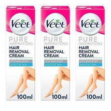 Veet 비트 제모 크림 바디 앤 다리 민감성 100ml 3개 Hair Removal Cream Body Legs Sensitive