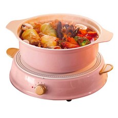  미니 핫플레이트 전기 1구 인덕션 캠핑 휴대용 전골, 핑크 