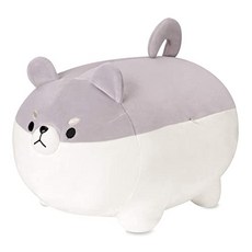 Shiba Inu 박제 동물 장난감 - 귀여운 코르기 아키타 개 플러시 베개 소녀와 소년을위한 봉제 (C Shiba Inu - Gray Round Body 15.7 inch), 본상품