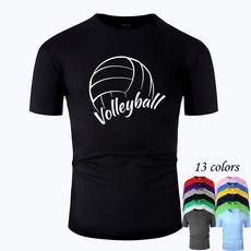 배구 라인 아트 O넥 코튼 티셔츠 남녀공용 여름 반팔 디자인 캐주얼 티 m02013