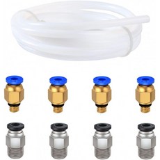PC4-M6 공압 피팅 및 PC4-M10 직선 피팅 장착 Ewigkeit PTFE Teflon Tube 3D 프린터 1.75mm 필라멘트(9cs 팩):, 단일옵션