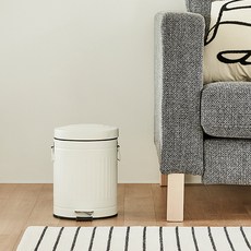 한샘 심플빈티지 페달 휴지통 5L 크림화이트