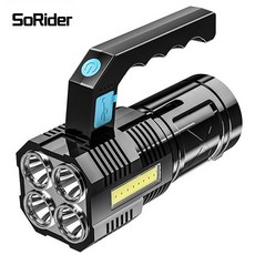 Sorider 2021 신형 4 LED심지 손전등 강광 다기능 충전식 알루미늄 합금 장기 조사, 1개