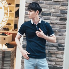 비시크 더블라인 카라 반팔 티셔츠