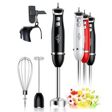 Sangcon 이머전 블렌더 핸드헬드 3-in-1 핸드 블렌더 전기 400W 핸드헬드 블렌더 거품기가 있는 스테인리스 스틸 블레이드 스틱 믹서 우유 거품기 부착물 - 블, Sangcon 이머전 블렌더 핸드헬드, 3-in-1 핸