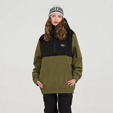 엔쓰리 2324 NNN 3L TR100 HOOD ANORAK JACKET BLACK / OLIVE 스노우 보드복 아노락 자켓