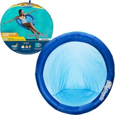 SwimWays Spring Float Premium Papas Pool Lounger 수영장용 15세 이상 빠른 인플레이션으로 성인 수상기, Papasan Blue, 1개, Papasan Blue