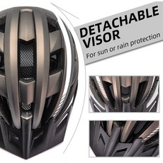 VICTGOAL Bike Helmet with USB Rechargeable Rear Light Detachable Magnetic Goggles Removable Sun Visor Mountain & Road Bi-B07W8GC9ST, Tione size