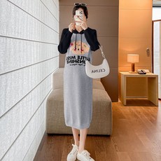 추동 한국판 빅사이즈 후드 니트 프린트 패션 임부복 니트 수유녀