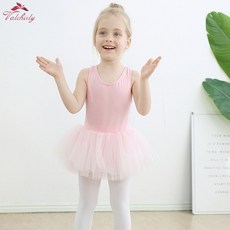 여자 발레 드레스 유아 레오타드 댄스웨어 코튼 댄스 수업 의상 부드러운 투투 스커트 발레리나 의류, 분홍색, 태그10
