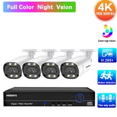 H.265 CCTV 카메라 보안 시스템 키트 POE 4K 8CH NVR 키트 컬러 야시 8MP IP 탄환 카메라 영상 감시 시스템 키트, 없다, 미국 플러그, 4k 8채널 NVR 4개의 캠, 1개