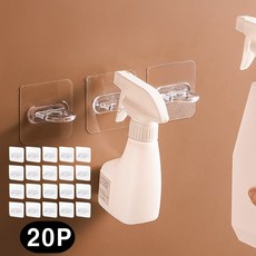 시그무드 무타공 펀칭 고리 접착식 다용도 후크 걸이 20P, 투명, 20개