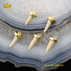 10pcs 10x20mm 상어 치아 매력 공예 팔찌 결과 상어 치아 도금 골드 캡 패션 펜 던 트 목걸이 DSS99 만들기|펜던트|