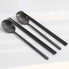 [파격사은품] 지제이 무광 수저 2인세트, 크롬블랙, 2세트, 숟가락+젓가락 크롬블랙, 1개