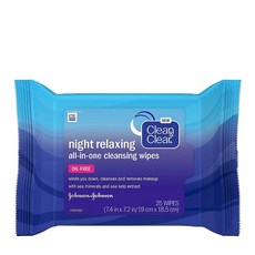 Clean Clear 클린 앤 클리어 나이트 릴렉싱 올인원 페이셜 클렌징 리무버 25 매 6 팩, Pack of 6, 상세페이지참조
